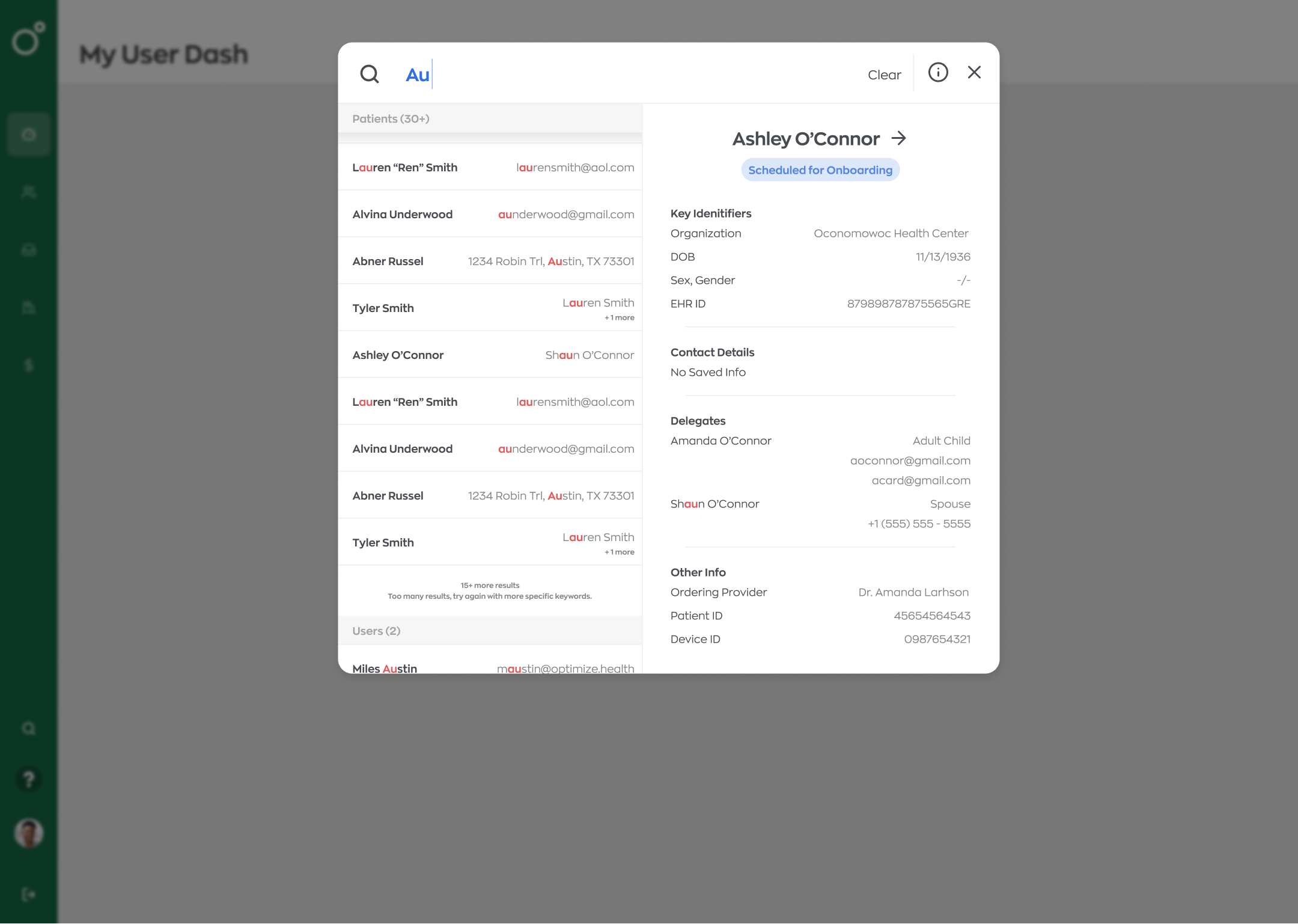 Search results, too many matches