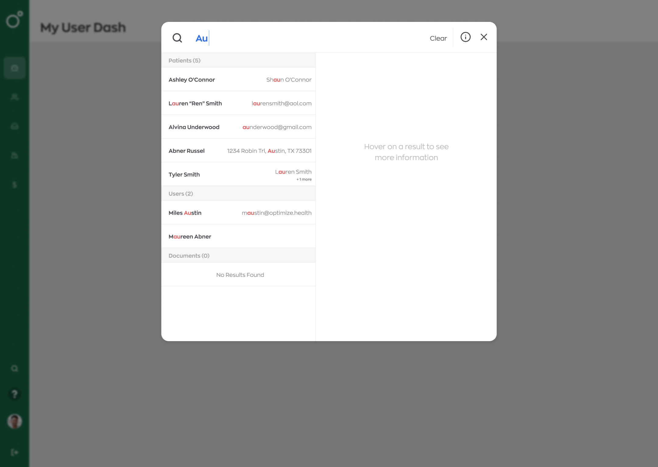 Search results, single match