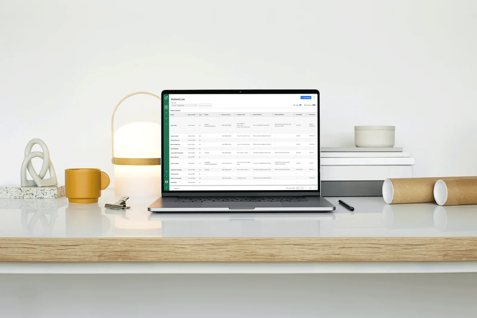 Optimize Health patient list on a laptop